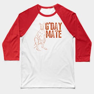 Australia G'Day Mate Funny Kangaroo Australian Symbol Baseball T-Shirt